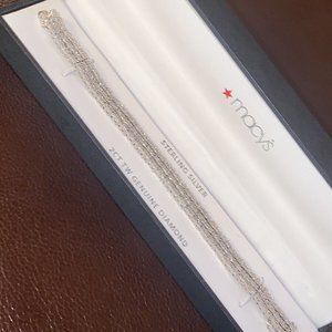 MACY*S STERLING SILVER 2 CT TW GENUINE DIAMOND BRACELET NEW IN BOX